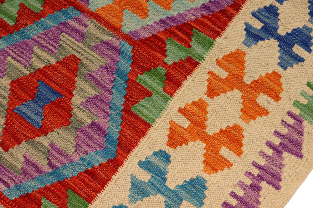 handmade Geometric Kilim Rust Beige Hand-Woven RECTANGLE 100% WOOL area rug 3 x 5