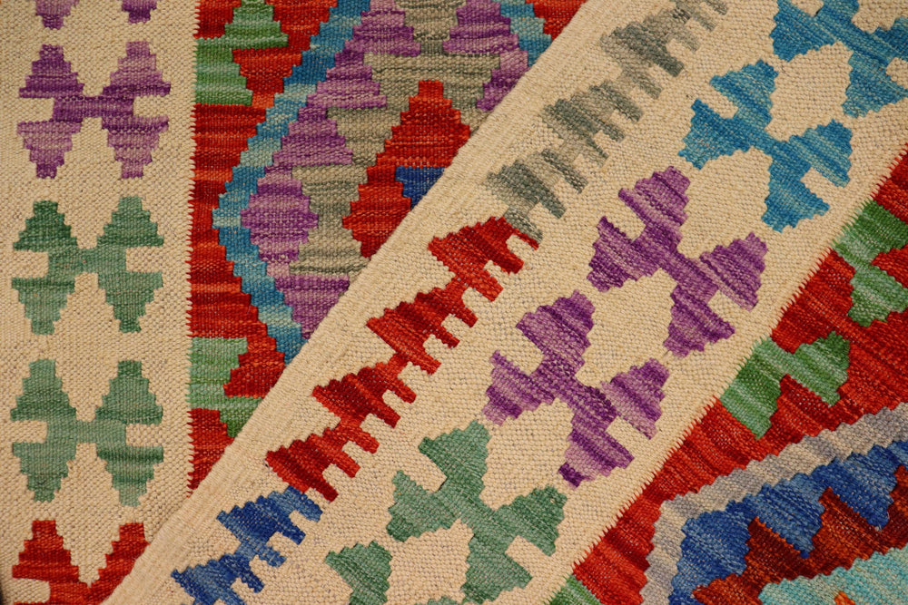 handmade Geometric Kilim Rust Beige Hand-Woven RECTANGLE 100% WOOL area rug 3 x 5
