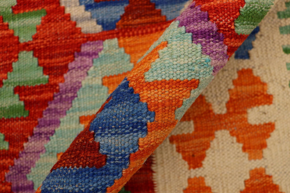 handmade Geometric Kilim Rust Beige Hand-Woven RECTANGLE 100% WOOL area rug 3 x 5