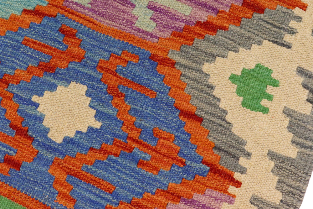 handmade Geometric Kilim Rust Gray Hand-Woven RECTANGLE 100% WOOL area rug 3 x 5
