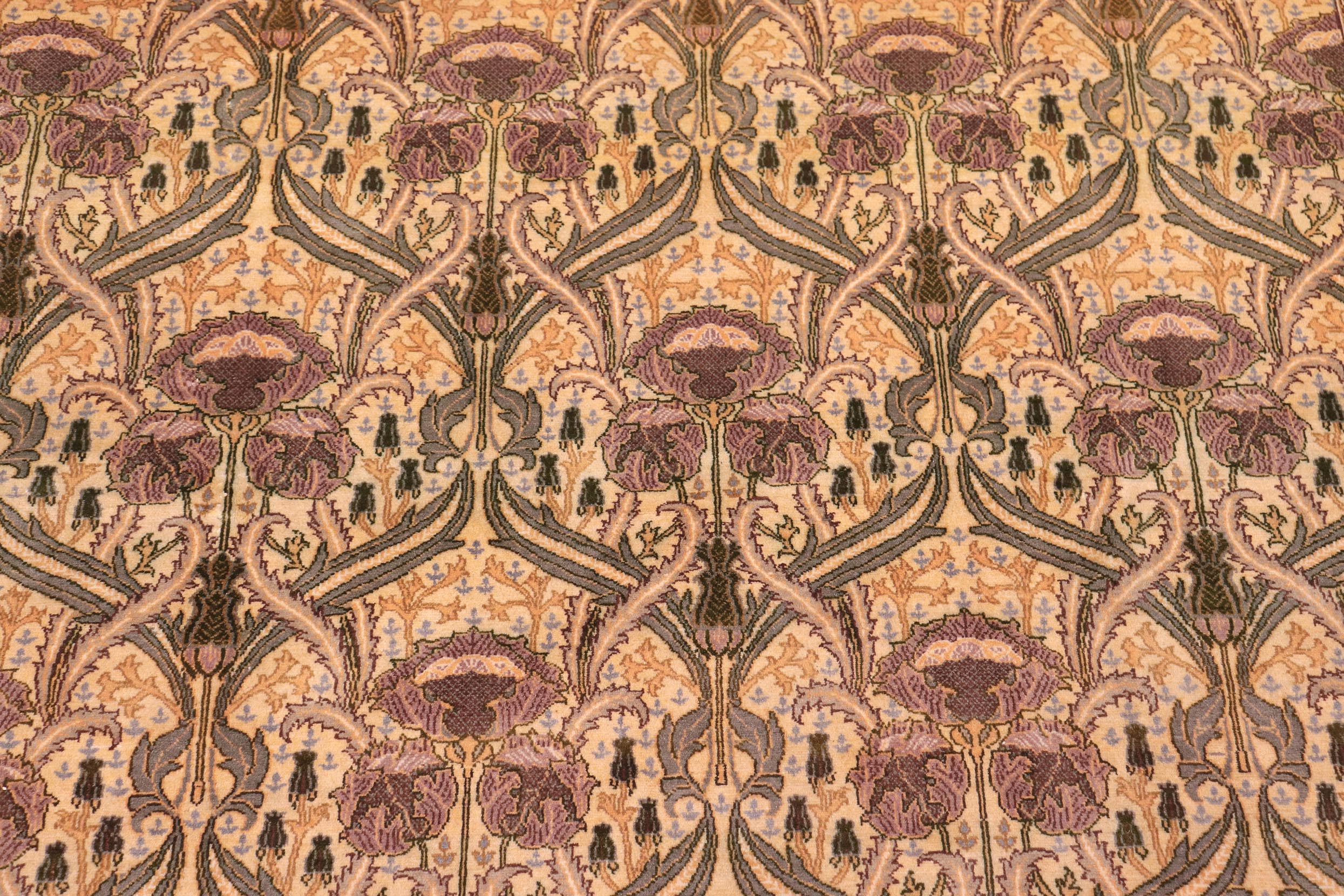 handmade Transitional Hamjolie Gold Lt. Green Hand Knotted RECTANGLE 100% WOOL area rug 9x12