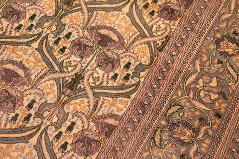 handmade Transitional Hamjolie Gold Lt. Green Hand Knotted RECTANGLE 100% WOOL area rug 9x12