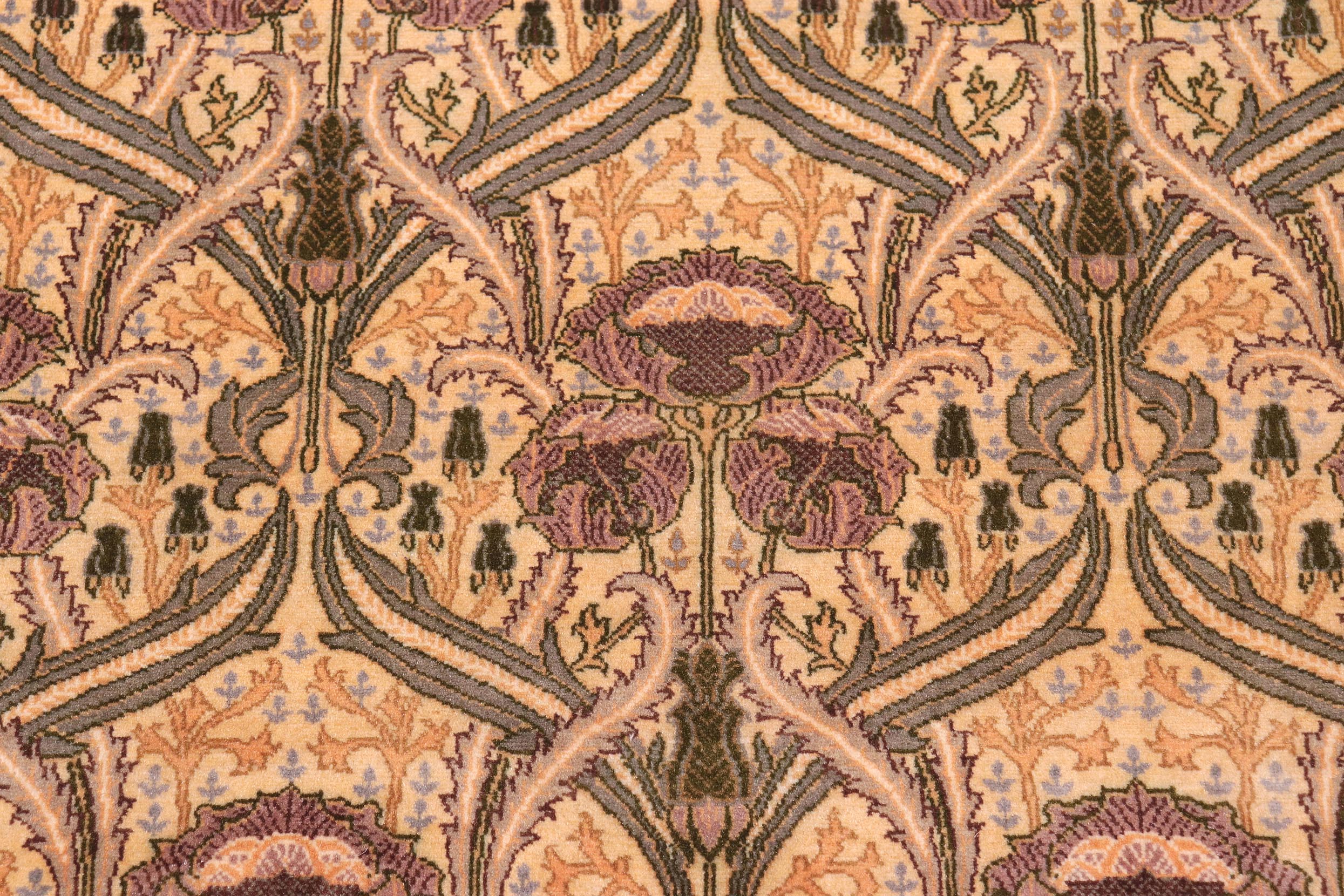 handmade Transitional Hamjolie Gold Lt. Green Hand Knotted RECTANGLE 100% WOOL area rug 9x12