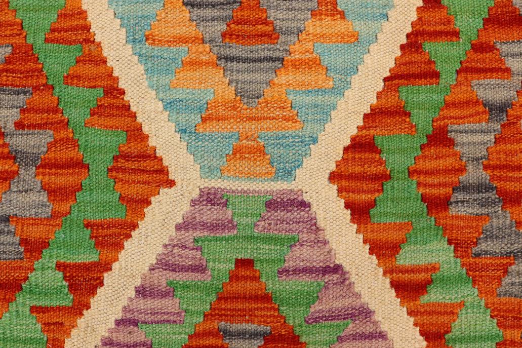 Flat Weave Kilim Antique Navaho Vintage handmade Geometric Kilim Rust Green Hand-Woven Rectangle 100% Wool Area Rug 4x5 