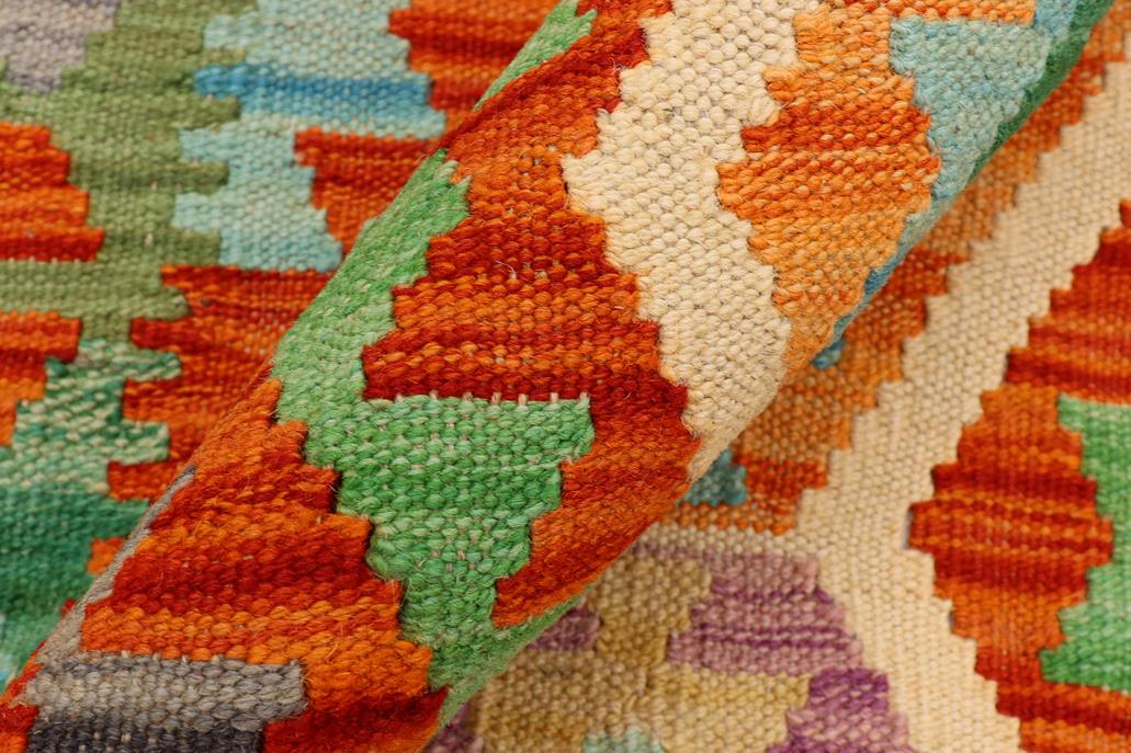 Flat Weave Kilim Antique Navaho Vintage handmade Geometric Kilim Rust Green Hand-Woven Rectangle 100% Wool Area Rug 4x5 