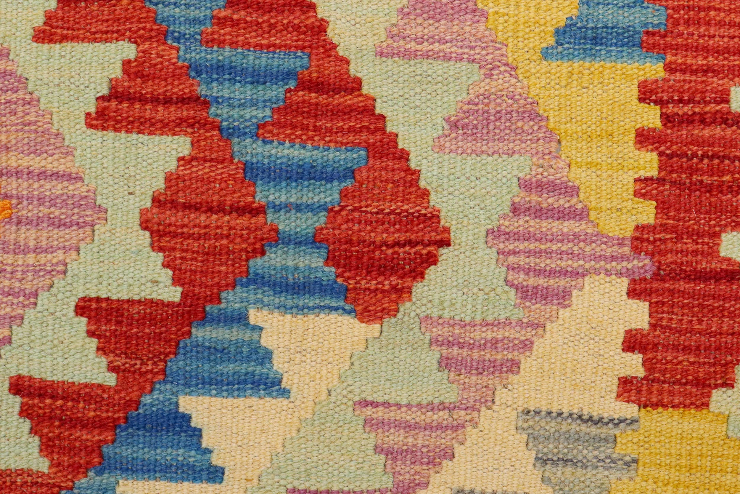 handmade Geometric Kilim Red Blue Hand-Woven RECTANGLE 100% WOOL area rug 4 x 6