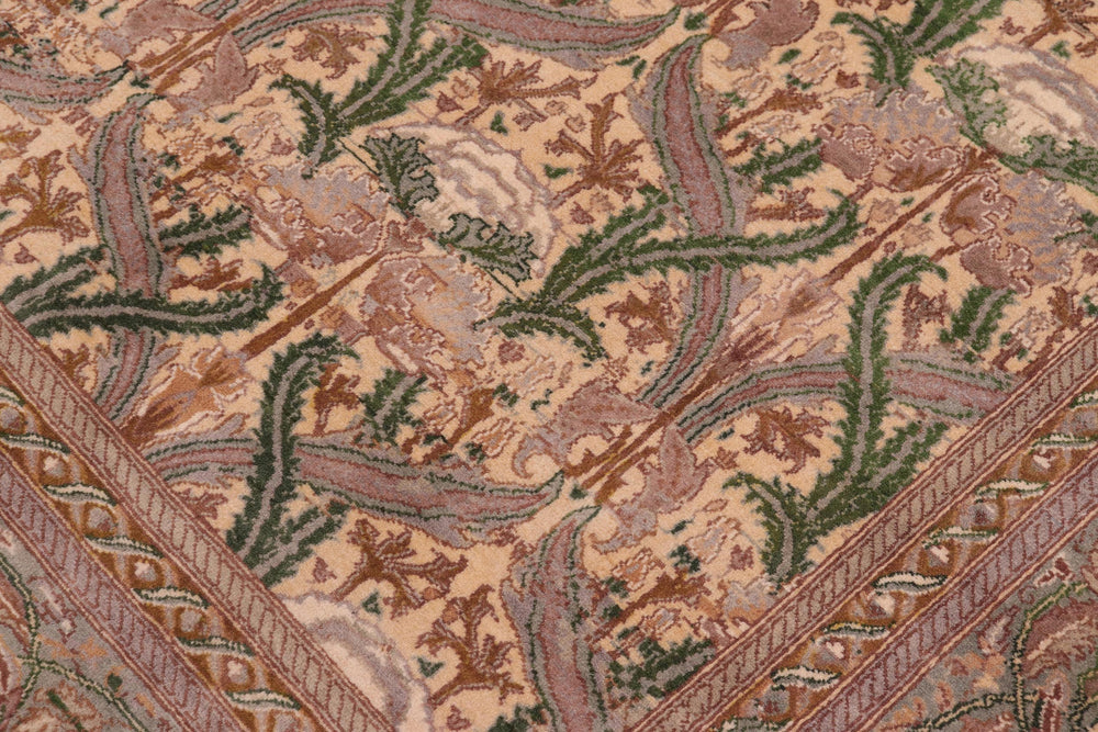 handmade Transitional Hamjolie Gold Lt. Green Hand Knotted RECTANGLE 100% WOOL area rug 9x12