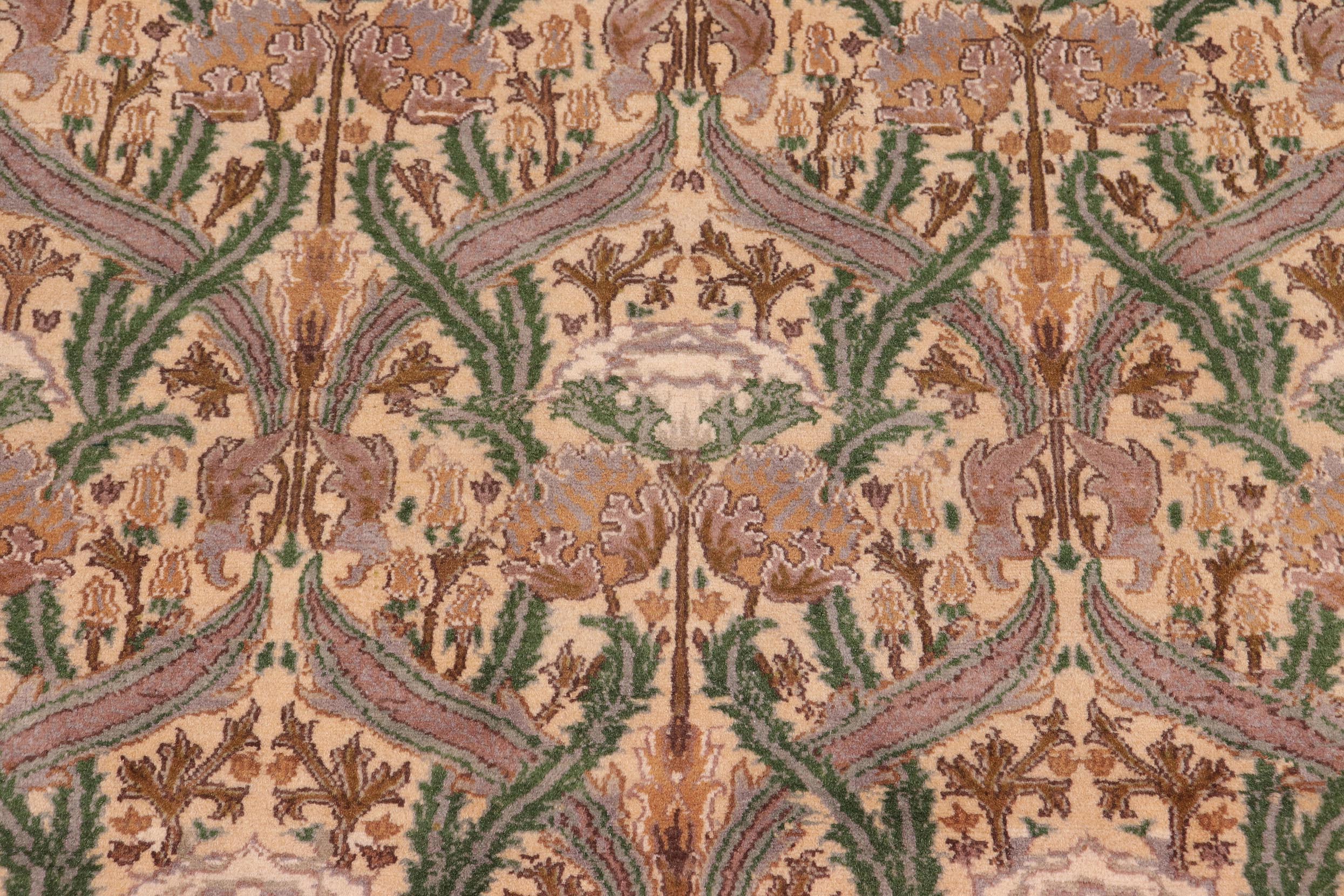 handmade Transitional Hamjolie Gold Lt. Green Hand Knotted RECTANGLE 100% WOOL area rug 9x12