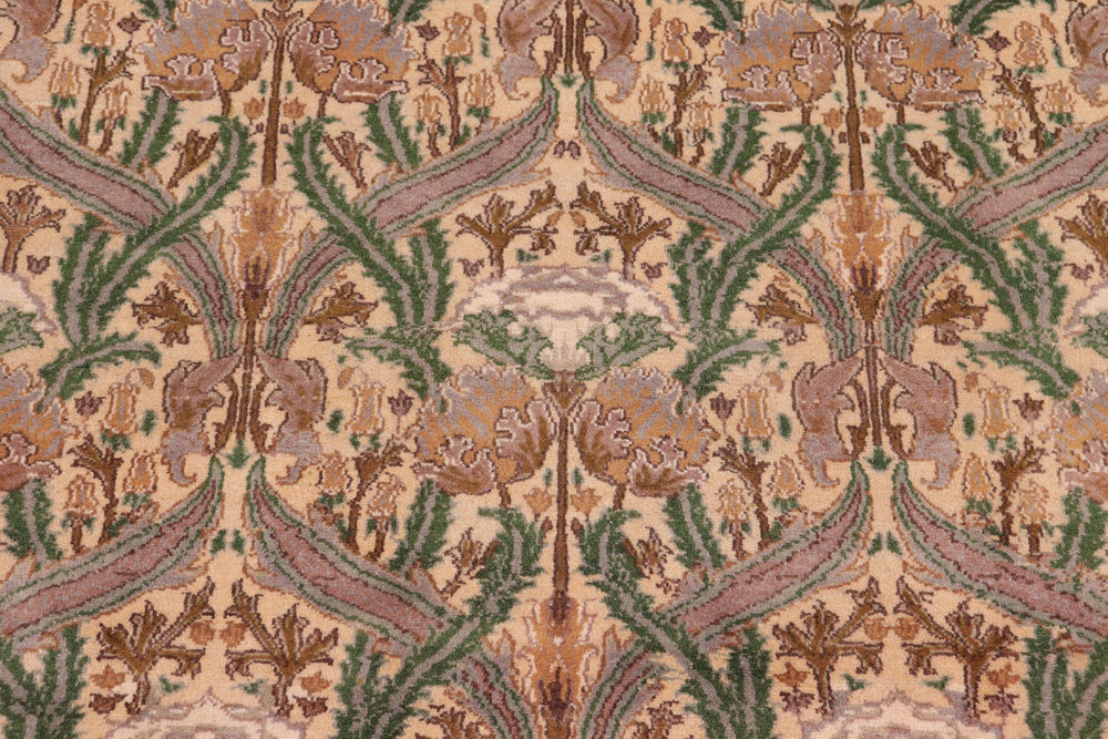 handmade Transitional Hamjolie Gold Lt. Green Hand Knotted RECTANGLE 100% WOOL area rug 9x12