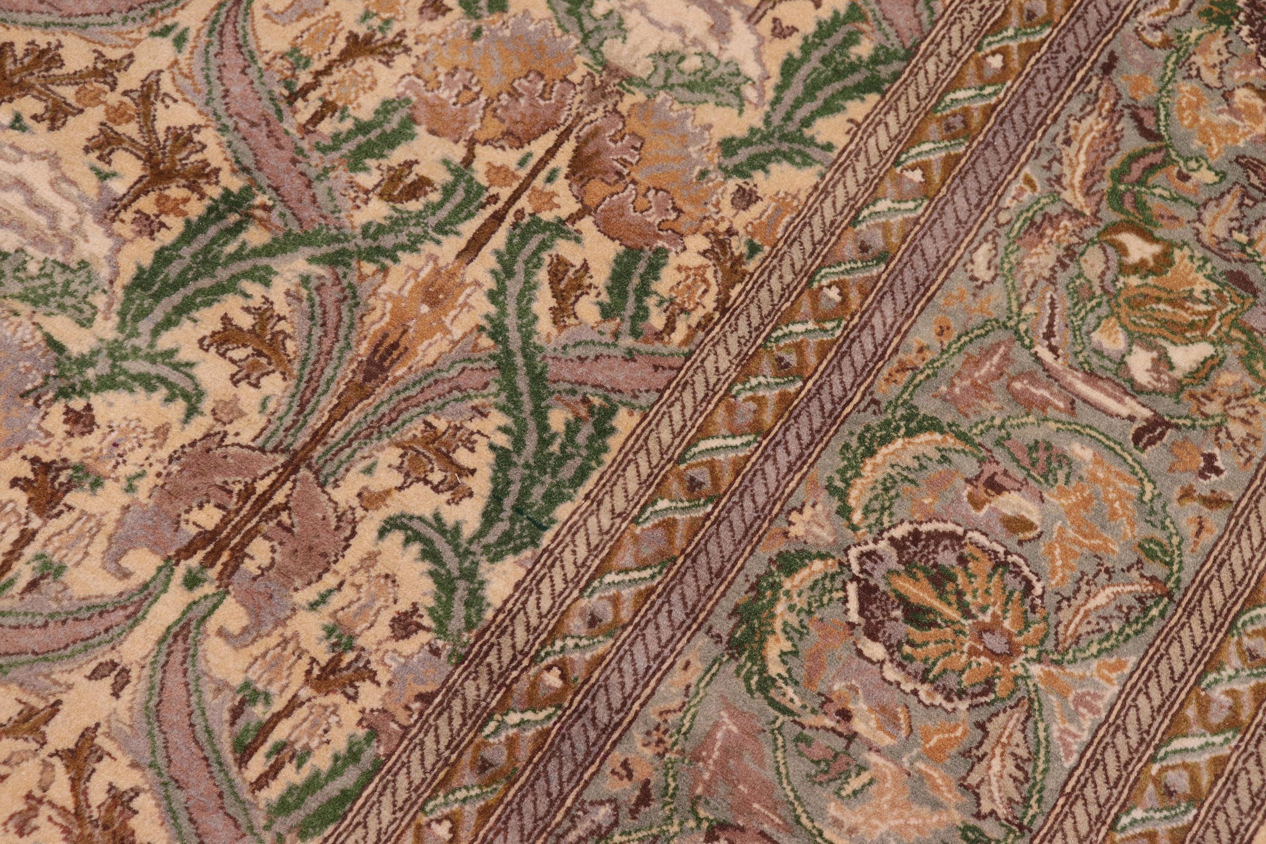 handmade Transitional Hamjolie Gold Lt. Green Hand Knotted RECTANGLE 100% WOOL area rug 9x12