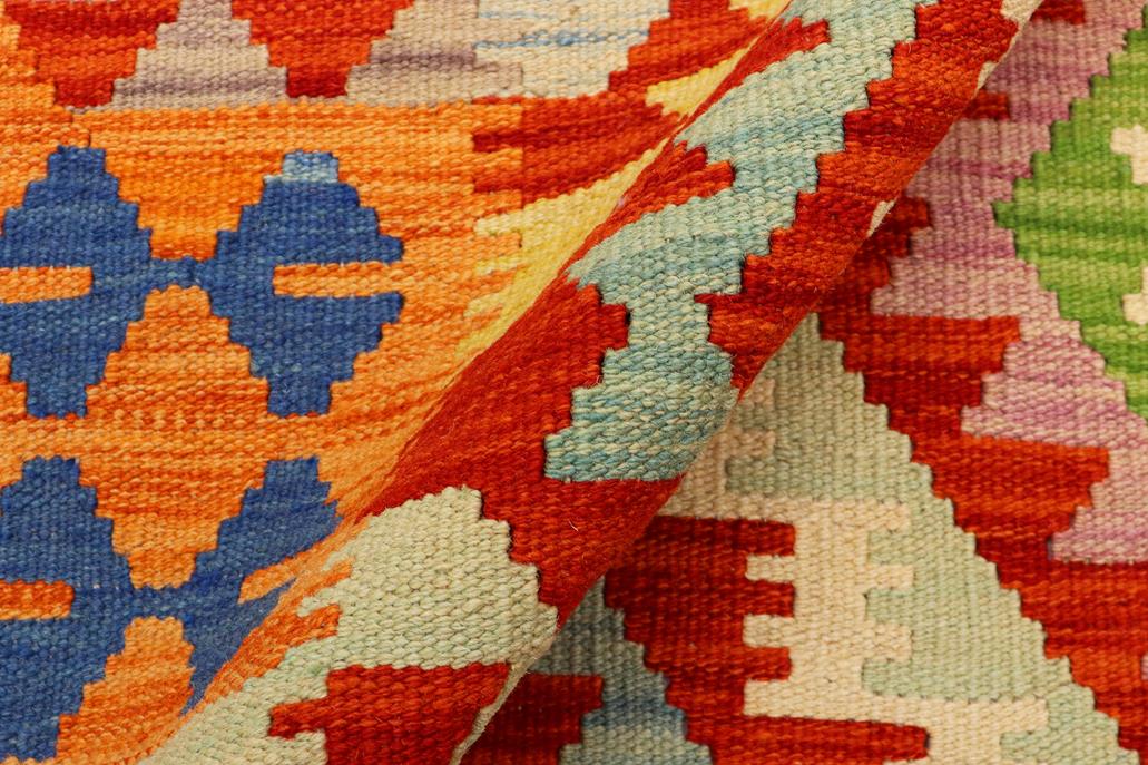 Flat Weave Kilim Antique Navaho Vintage handmade Geometric Kilim Rust Blue Hand-Woven Rectangle 100% Wool Area Rug 4x6 