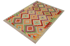 handmade Geometric Kilim Blue Rust Hand-Woven RECTANGLE 100% WOOL area rug 3 x 5