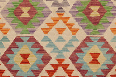 handmade Geometric Kilim Beige Blue Hand-Woven RECTANGLE 100% WOOL area rug 3 x 5