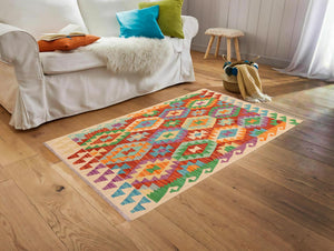 handmade Geometric Kilim Rust Beige Hand-Woven RECTANGLE 100% WOOL area rug 4 x 6