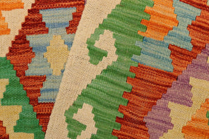 handmade Geometric Kilim Rust Beige Hand-Woven RECTANGLE 100% WOOL area rug 4 x 6