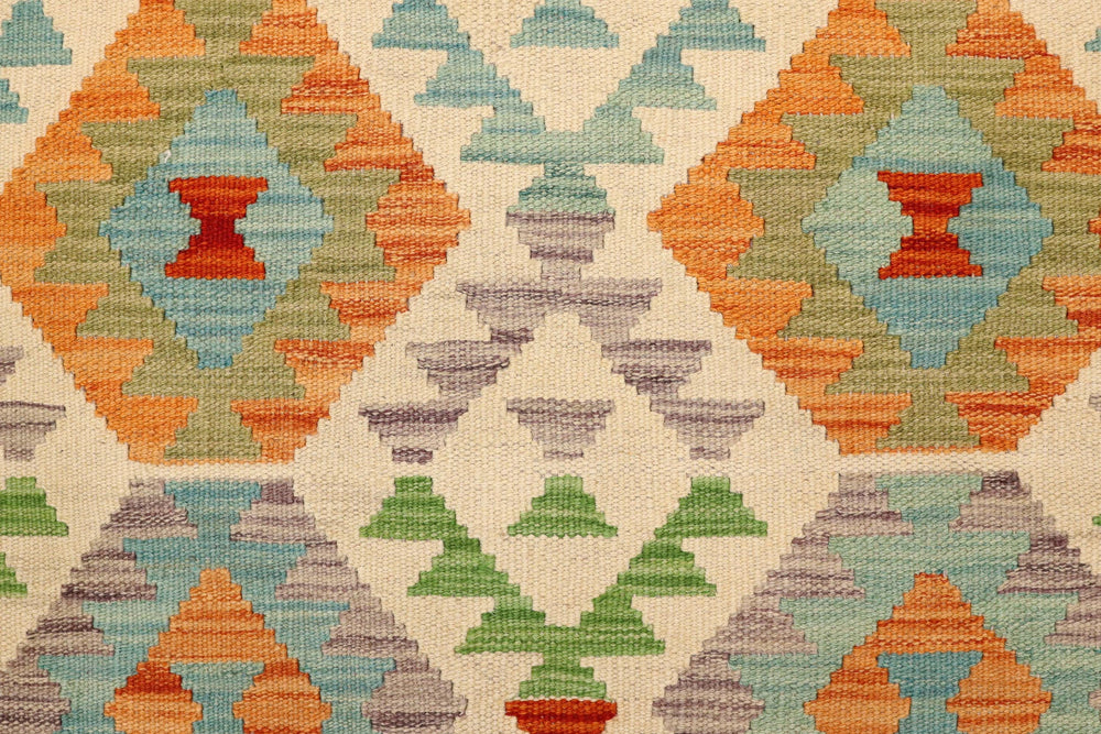 handmade Geometric Kilim Beige Blue Hand-Woven RECTANGLE 100% WOOL area rug 3 x 5