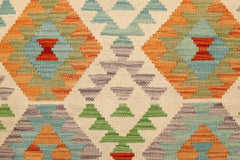 handmade Geometric Kilim Beige Blue Hand-Woven RECTANGLE 100% WOOL area rug 3 x 5