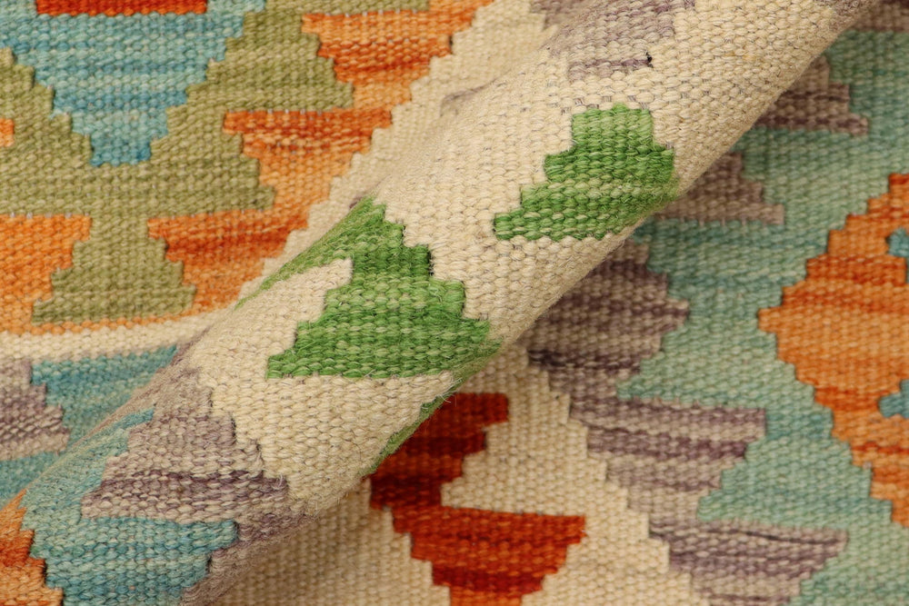 handmade Geometric Kilim Beige Blue Hand-Woven RECTANGLE 100% WOOL area rug 3 x 5