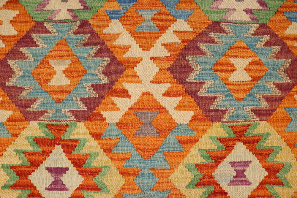 handmade Geometric Kilim Rust Purple Hand-Woven RECTANGLE 100% WOOL area rug 4 x 5