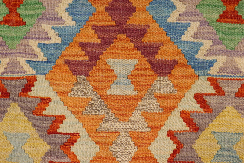 handmade Geometric Kilim Rust Purple Hand-Woven RECTANGLE 100% WOOL area rug 4 x 5