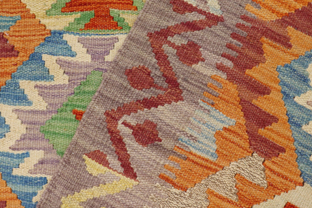 handmade Geometric Kilim Rust Purple Hand-Woven RECTANGLE 100% WOOL area rug 4 x 5