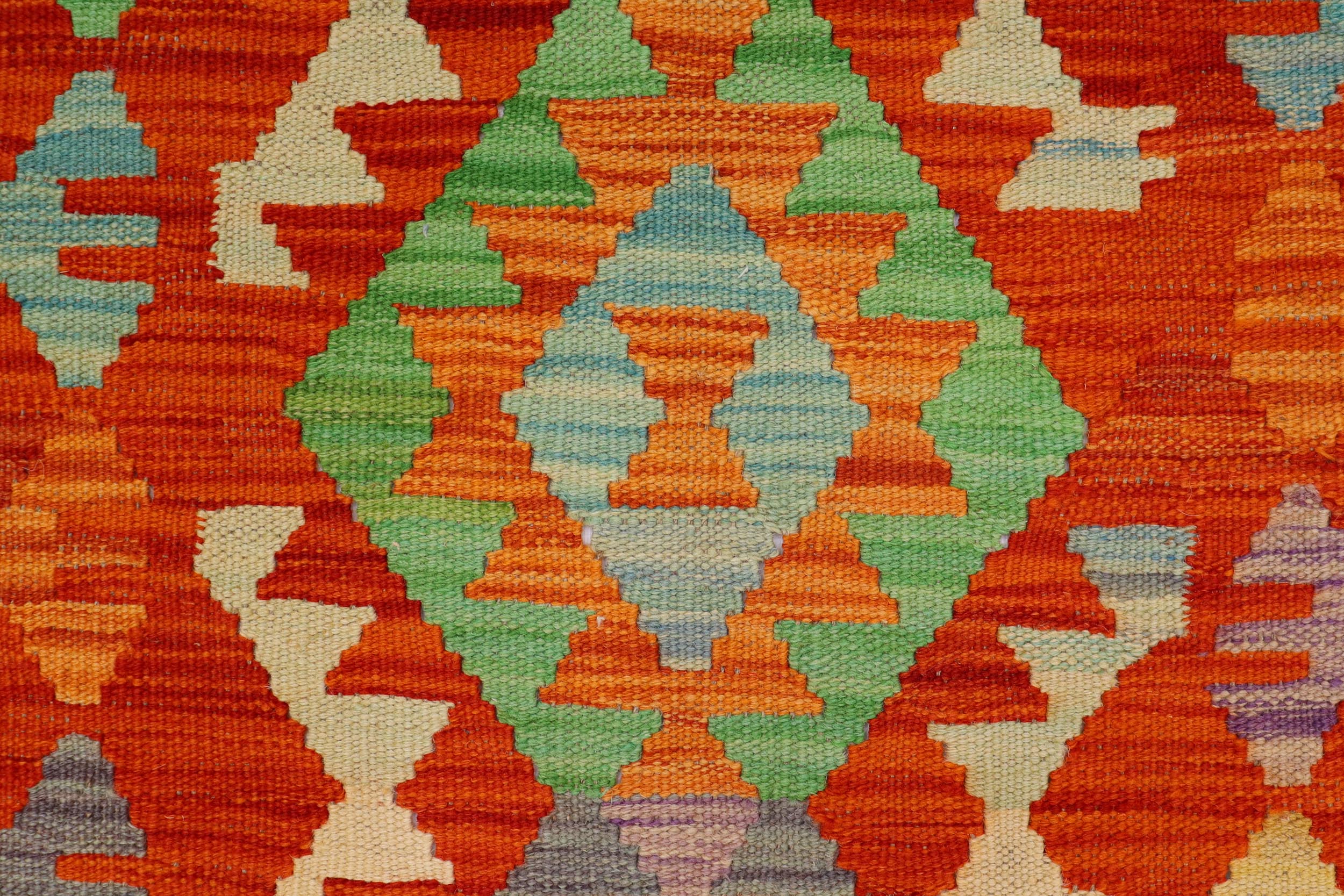 handmade Geometric Kilim Rust Blue Hand-Woven RECTANGLE 100% WOOL area rug 3' x 4'