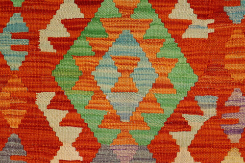 handmade Geometric Kilim Rust Blue Hand-Woven RECTANGLE 100% WOOL area rug 3' x 4'