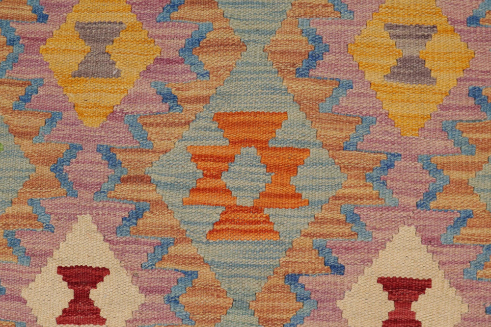 handmade Geometric Kilim Blue Beige Hand-Woven RECTANGLE 100% WOOL area rug 4 x 6