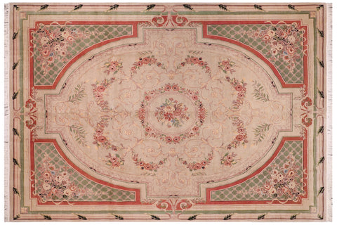 handmade Traditional Abusson Lt. Gray Green Hand Knotted RECTANGLE 100% WOOL area rug 9x12