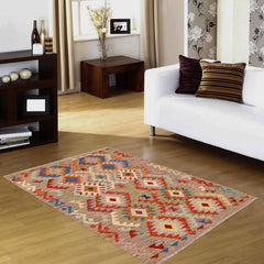 handmade Geometric Kilim Purple Rust Hand-Woven RECTANGLE 100% WOOL area rug 3 x 5