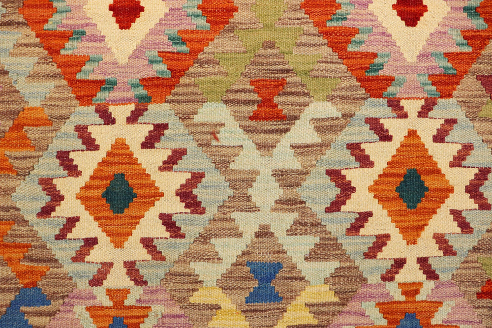 handmade Geometric Kilim Purple Rust Hand-Woven RECTANGLE 100% WOOL area rug 3 x 5