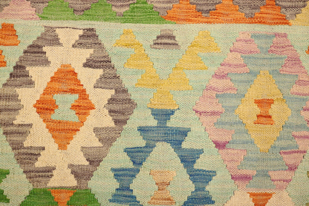 handmade Geometric Kilim Blue Gray Hand-Woven RECTANGLE 100% WOOL area rug 3 x 5