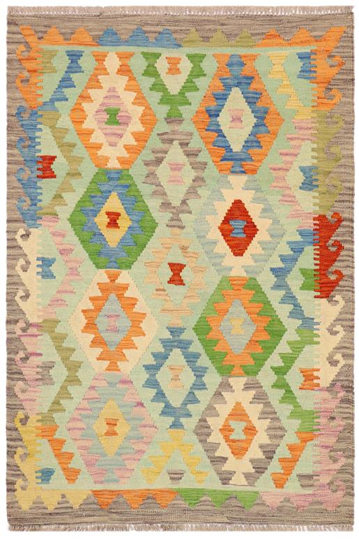 Flat Weave Kilim Antique Navaho Vintage handmade Geometric Kilim Blue Gray Hand-Woven Rectangle 100% Wool Area Rug 3x5 