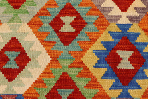 handmade Geometric Kilim Rust Beige Hand-Woven RUNNER 100% WOOL area rug 3 x 7
