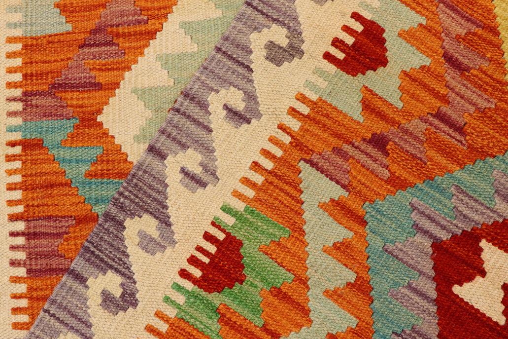 Flat Weave Kilim Antique Navaho Vintage handmade Geometric Kilim Rust Beige Hand-Woven Runner 100% Wool Area Rug 3x7 