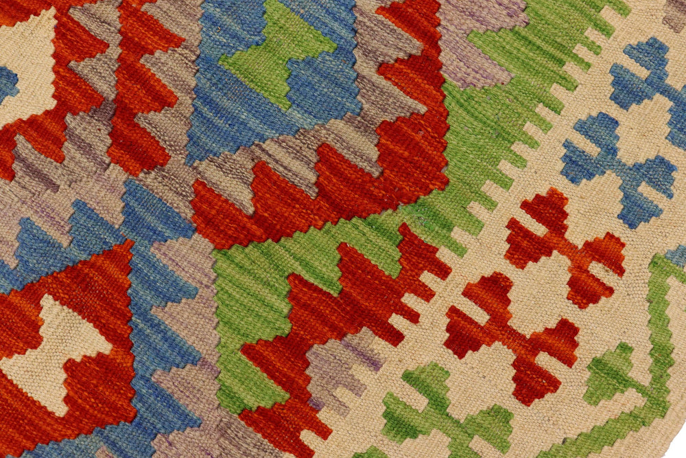 handmade Geometric Kilim Rust Beige Hand-Woven RECTANGLE 100% WOOL area rug 4 x 5