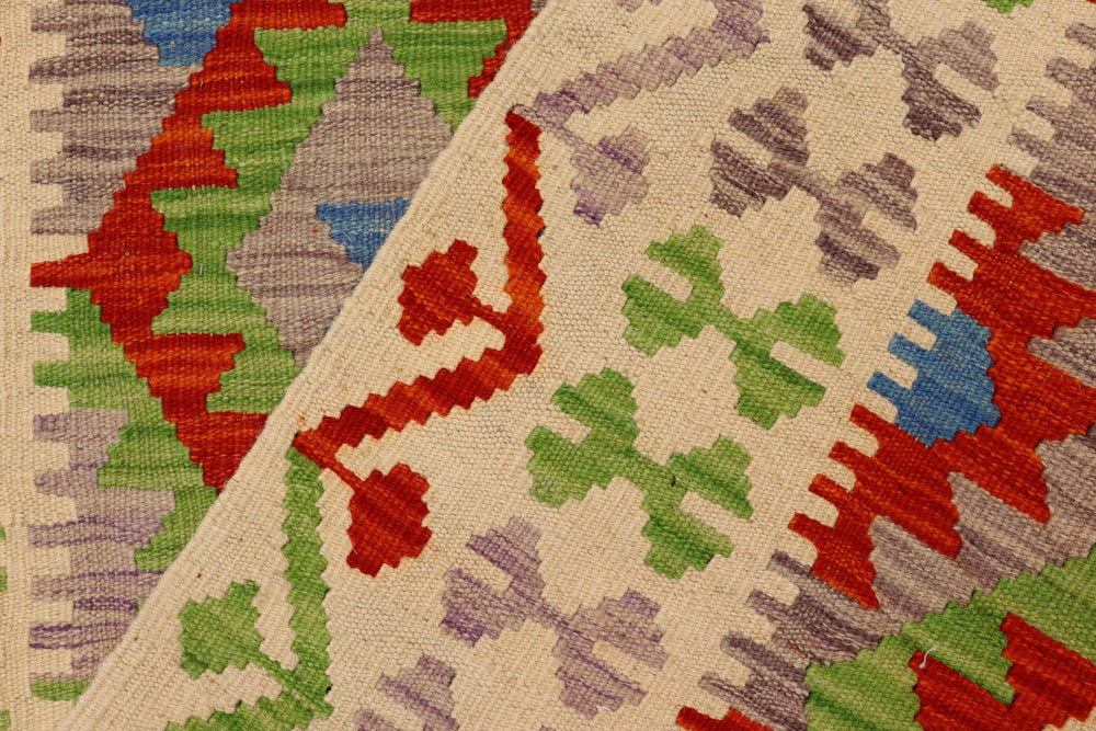 handmade Geometric Kilim Rust Beige Hand-Woven RECTANGLE 100% WOOL area rug 4 x 5