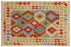 handmade Geometric Kilim Rust Beige Hand-Woven RECTANGLE 100% WOOL area rug 4 x 5