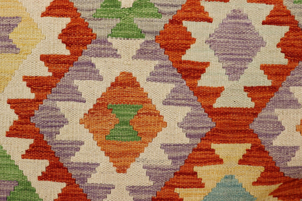 handmade Geometric Kilim Rust Blue Hand-Woven RECTANGLE 100% WOOL area rug 3 x 5