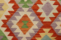 handmade Geometric Kilim Rust Blue Hand-Woven RECTANGLE 100% WOOL area rug 3 x 5