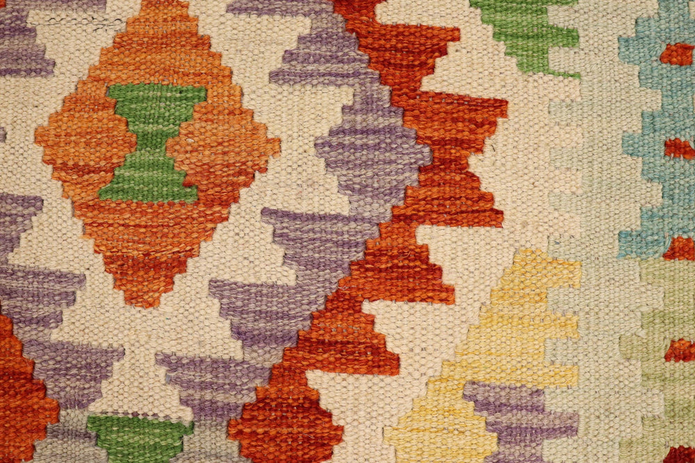 handmade Geometric Kilim Rust Blue Hand-Woven RECTANGLE 100% WOOL area rug 3 x 5