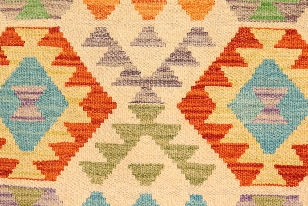 handmade Geometric Kilim Beige Blue Hand-Woven RECTANGLE 100% WOOL area rug 3 x 5