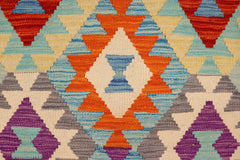 handmade Geometric Kilim Blue Rust Hand-Woven RECTANGLE 100% WOOL area rug 3 x 5