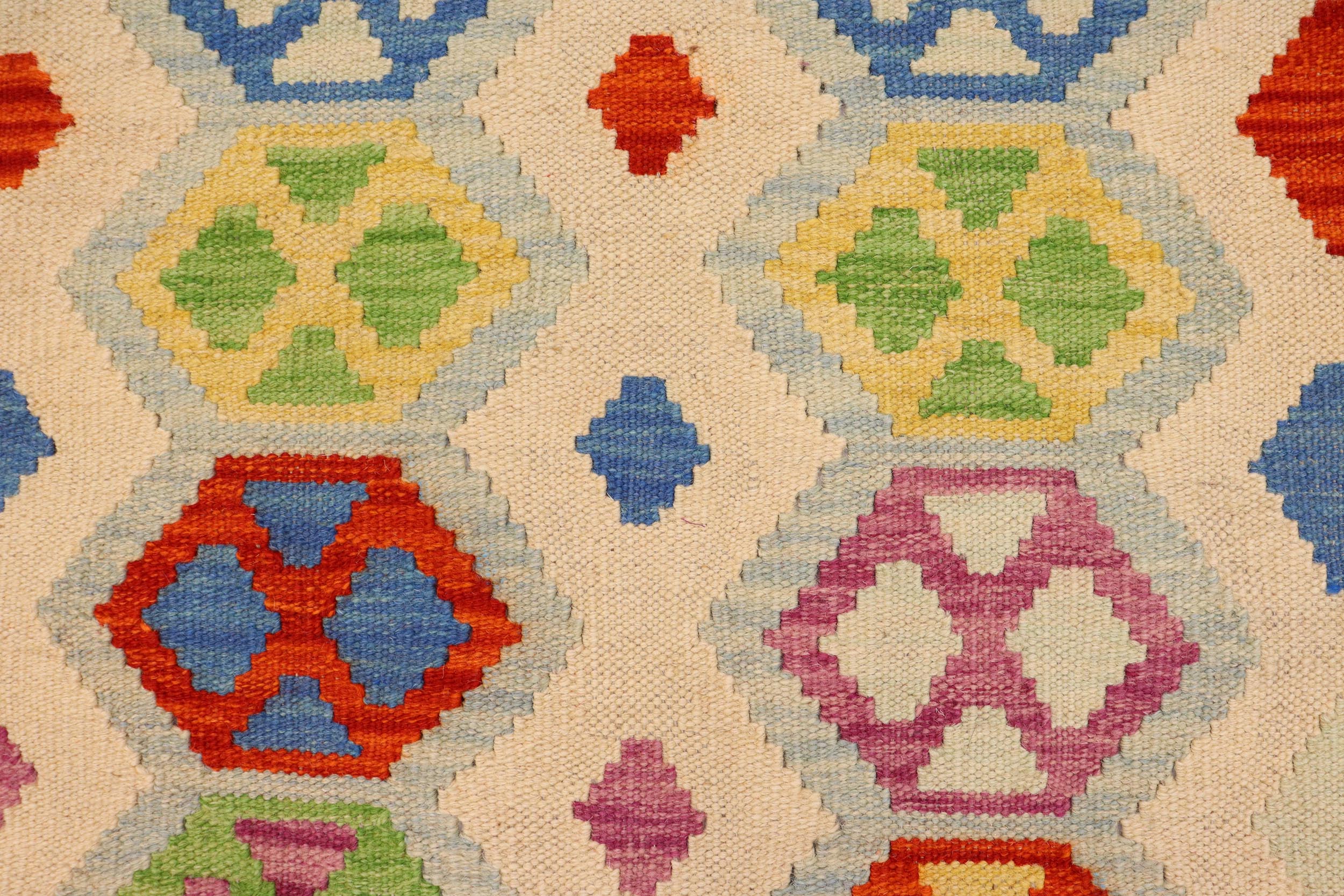 handmade Geometric Kilim Beige Rust Hand-Woven RECTANGLE 100% WOOL area rug 4 x 6