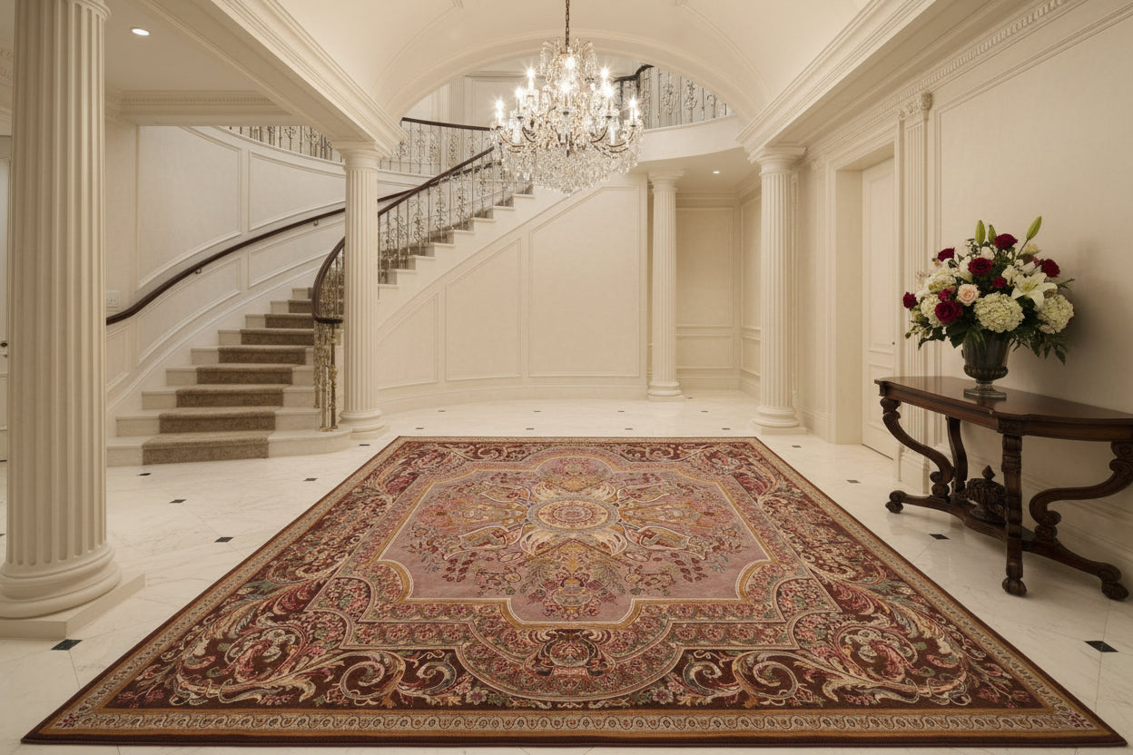 handmade Traditional Firdous Brown Brown Hand Knotted RECTANGLE 100% WOOL area rug 9x12