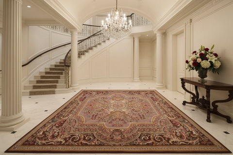 handmade Traditional Firdous Brown Brown Hand Knotted RECTANGLE 100% WOOL area rug 9x12