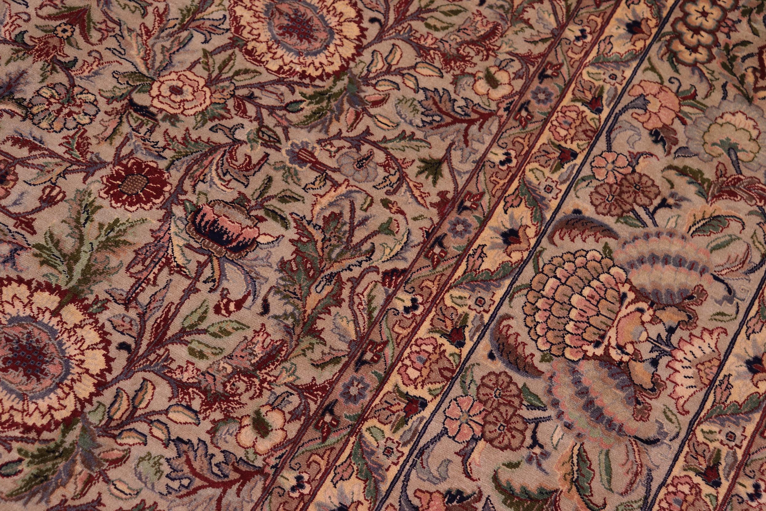 handmade Transitional Rosheen Taupe Pink Hand Knotted RECTANGLE 100% WOOL area rug 9x13