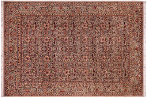 handmade Transitional Rosheen Taupe Pink Hand Knotted RECTANGLE 100% WOOL area rug 9x13