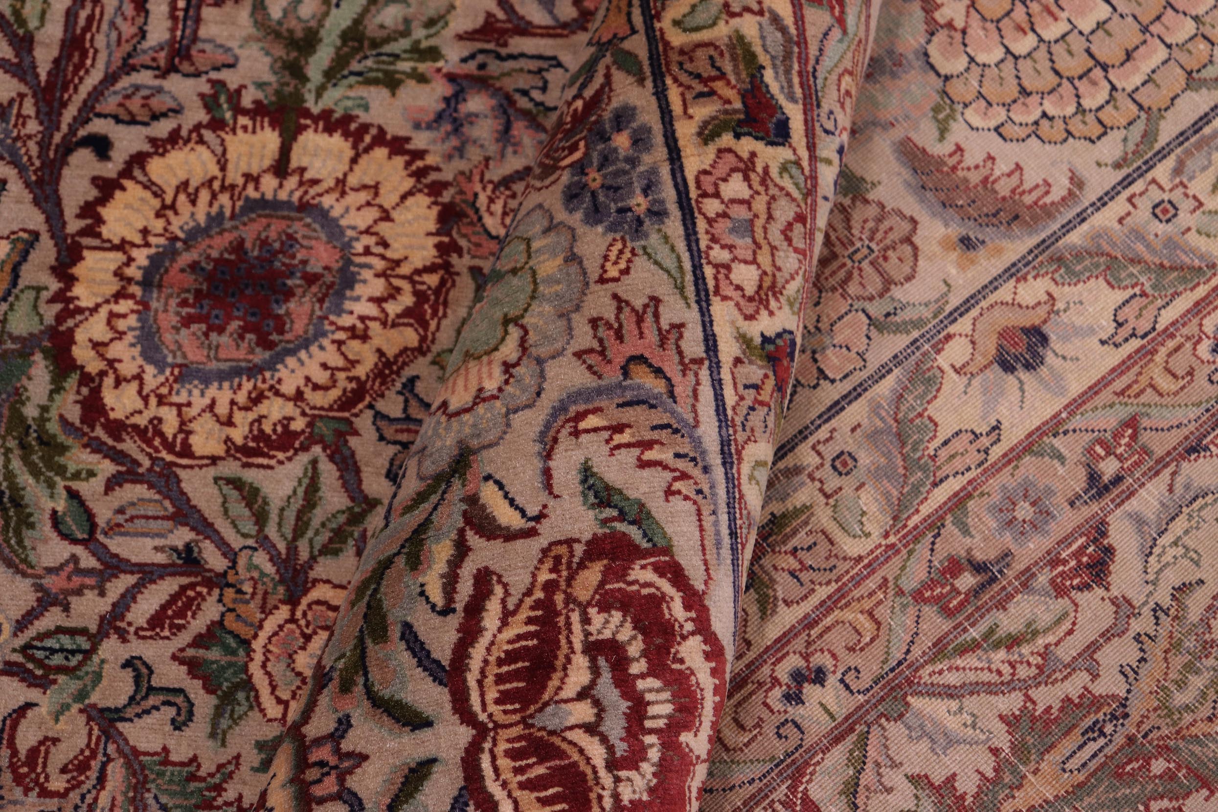 handmade Transitional Rosheen Taupe Pink Hand Knotted RECTANGLE 100% WOOL area rug 9x13