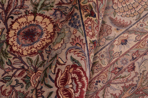 handmade Transitional Rosheen Taupe Pink Hand Knotted RECTANGLE 100% WOOL area rug 9x13